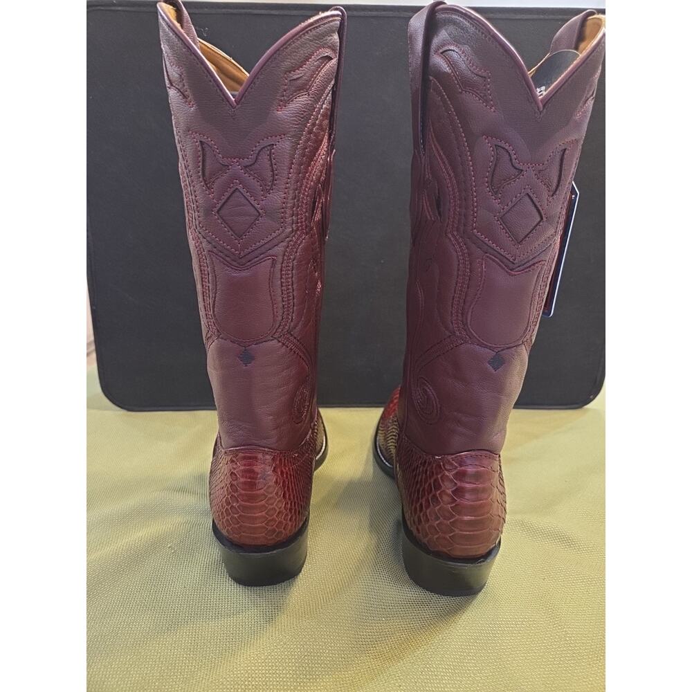 Wild West Burgundy Snake J Toe Cowboy Boot Handmade 299N5707 - Picture 9 of 11